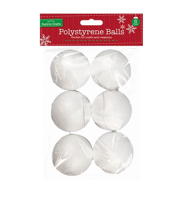 Polystyrene Baubles 6 Pack - Click Image to Close