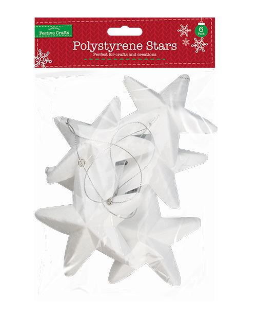 Polystyrene Stars 6 Pack - Click Image to Close