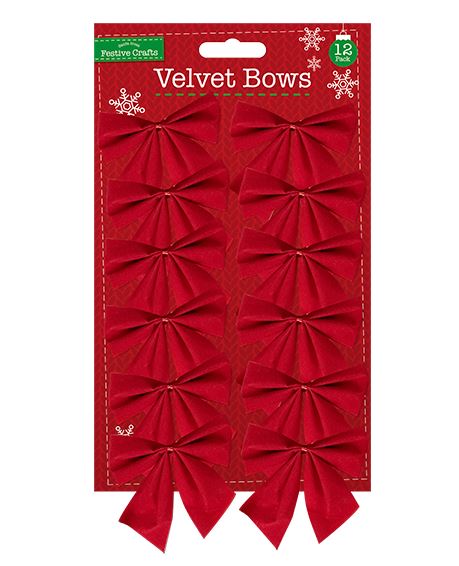 Velvet Bows 12 Pack 6cm - Click Image to Close