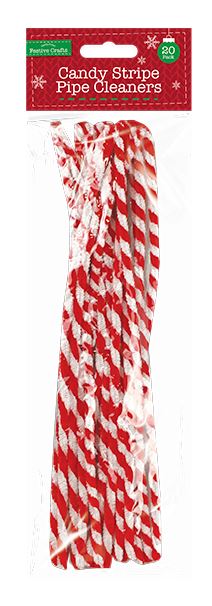 Candy Stripe Pipe Cleaners 20 Pack - Click Image to Close