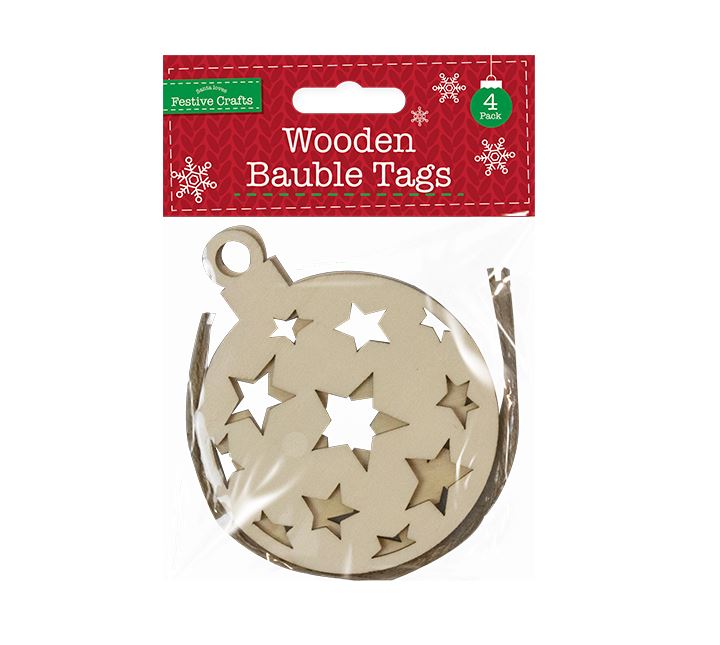 Wooden Baubles Tags 4 Pack - Click Image to Close