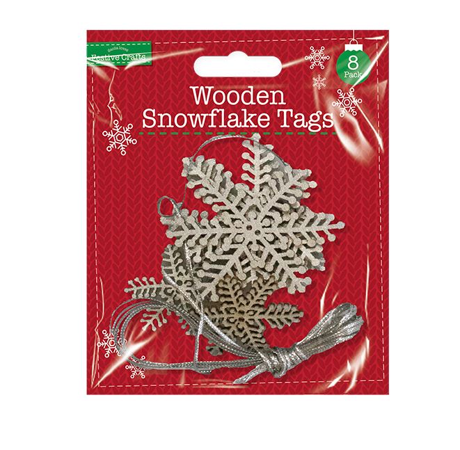 Glitter Snowflake Tags 8 Pack - Click Image to Close