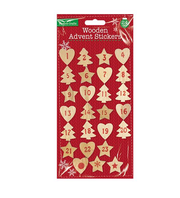 Wooden Advent Stickers 27 Pack - Click Image to Close