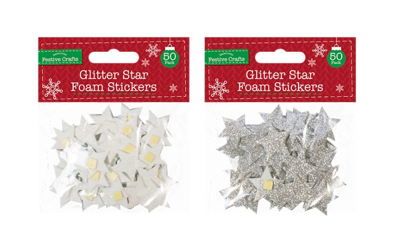 Glitter Star Foam Stickers 50 Pack - Click Image to Close