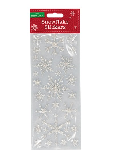 Silver Glitter Snowflake Stickers - Click Image to Close