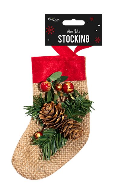 Mini Jute Stocking 15X8.5X4cm - Click Image to Close