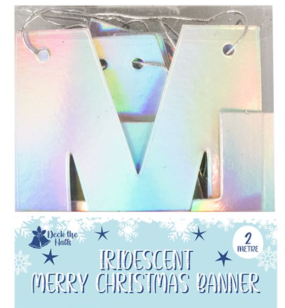 Irridescent Merry Christmas Banner 2M - Click Image to Close