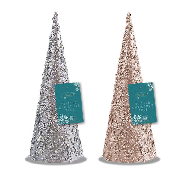 Glitter/Pearl Christmas Tree Ornament 25cm - Click Image to Close