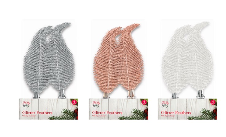 Clip On Glitter Feathers 4 Pack - Click Image to Close