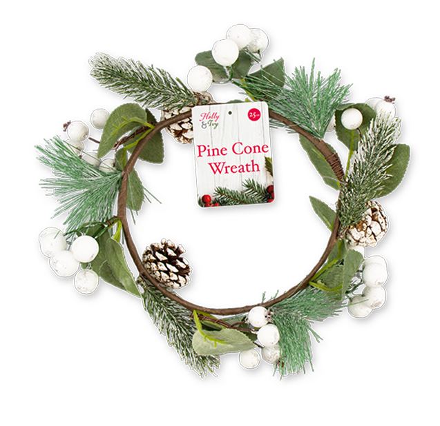 Pine Cone / Mistletoe Wreath 25cm - Click Image to Close