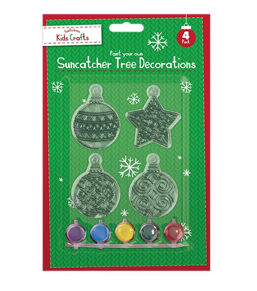 Christmas Suncatcher Tree Decorations With Paint 4Pk - Click Image to Close