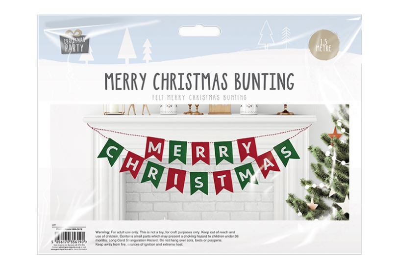 Merry Christmas Felt Bunting 1.5M - Click Image to Close