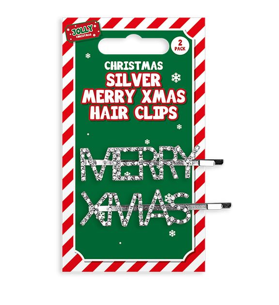 Jewelled Merry Christmas Hair Slides 2 Pack - Click Image to Close