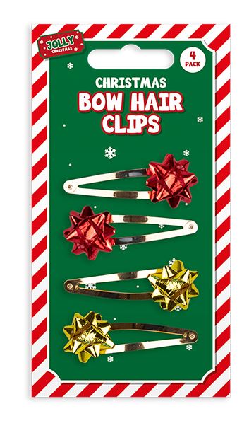 Gift Bow Novelty Hair Clips 4 Pack - Click Image to Close