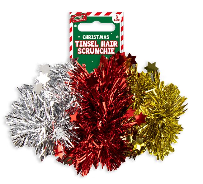 Tinsel Hair Scrunchies 3Pk - Click Image to Close