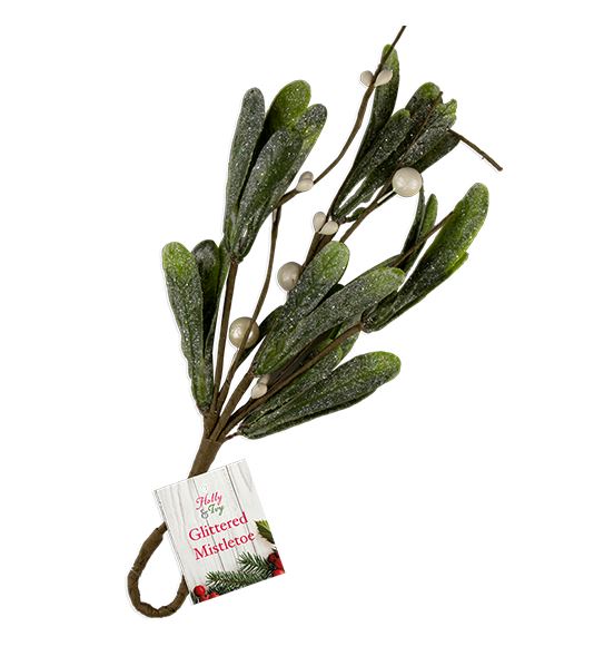 Glittered Mistletoe Hanging Decoration 23.5cm X 10cm - Click Image to Close