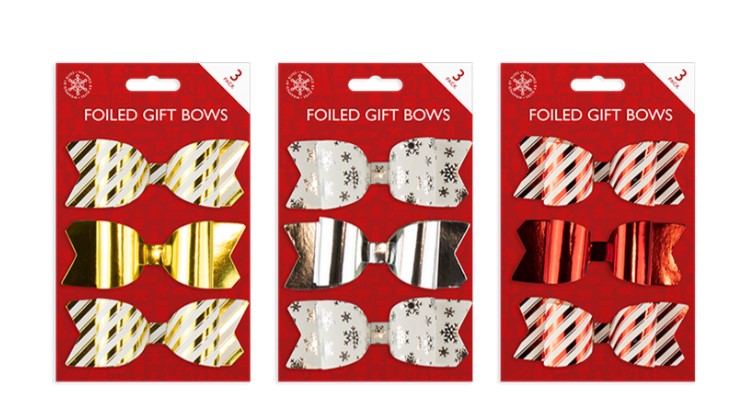Foiled Gift Bows 3 Pack - Click Image to Close