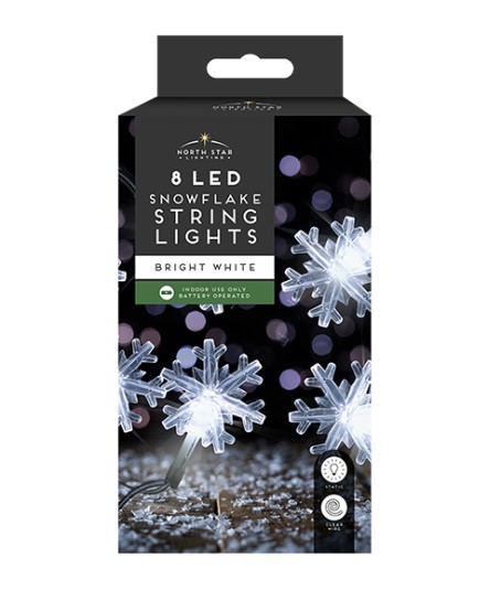 Snowflake String Lights - 8 LEDs - Click Image to Close