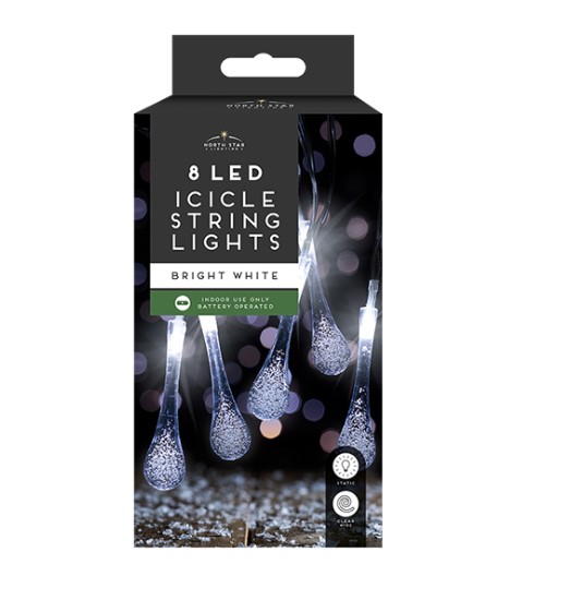 Icicle String Lights - 8 LEDs - Click Image to Close