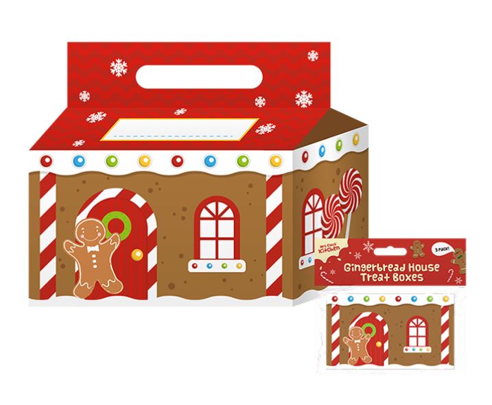 Gingerbread House Treat Boxes 3 Pack - Click Image to Close