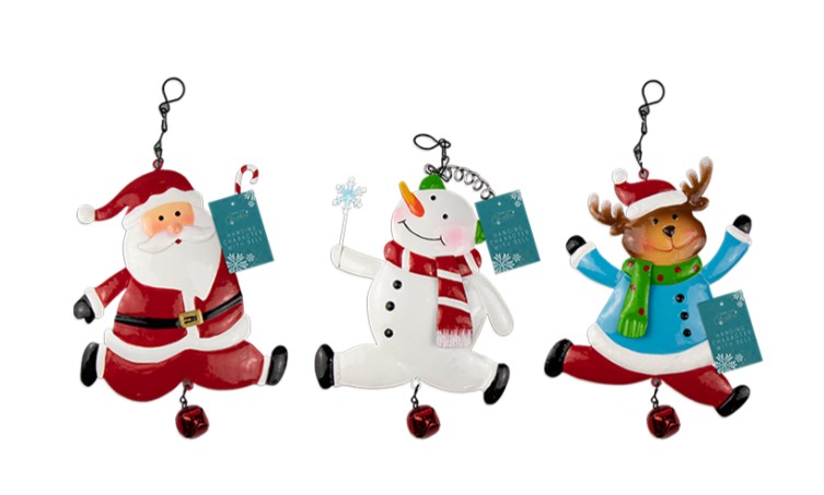 Christmas Hanging Metal Character With Bell 29cm - Click Image to Close
