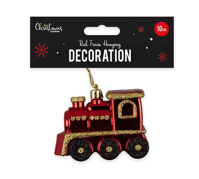 Red Train Hanging Decoration 10cm - Click Image to Close