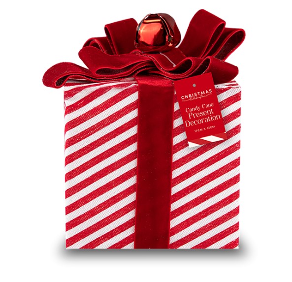 Candy Stripe Present Decoration 17cm x 12cm - Click Image to Close