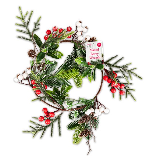 Mixed Berry Christmas Wreath 36cm - Click Image to Close