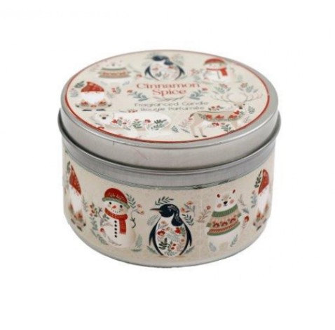 Christmas Folk Xmas Tin Candle 8x5cm - Click Image to Close