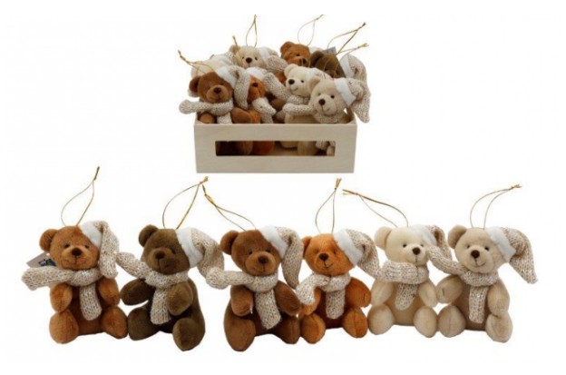 Teddybear Cr Hat Hang Dec 10CM - Click Image to Close