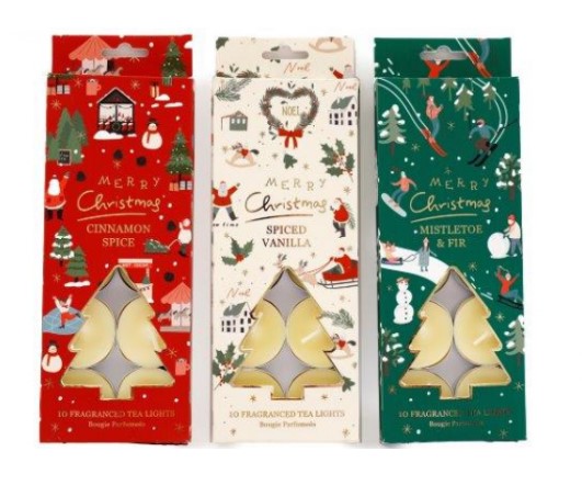 Xmas Scene Tealights 10PC - Click Image to Close
