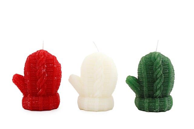 Christmas Mitten Shape Candle 9cm - Click Image to Close