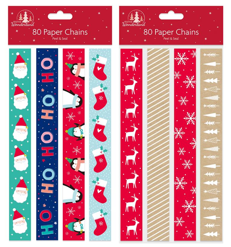Christmas 80 Printed Paper Chains Cute - Click Image to Close