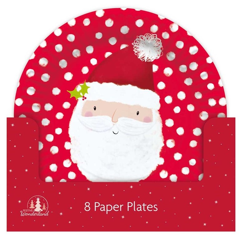 Christmas Party Paper Plates 8 Pack - Click Image to Close