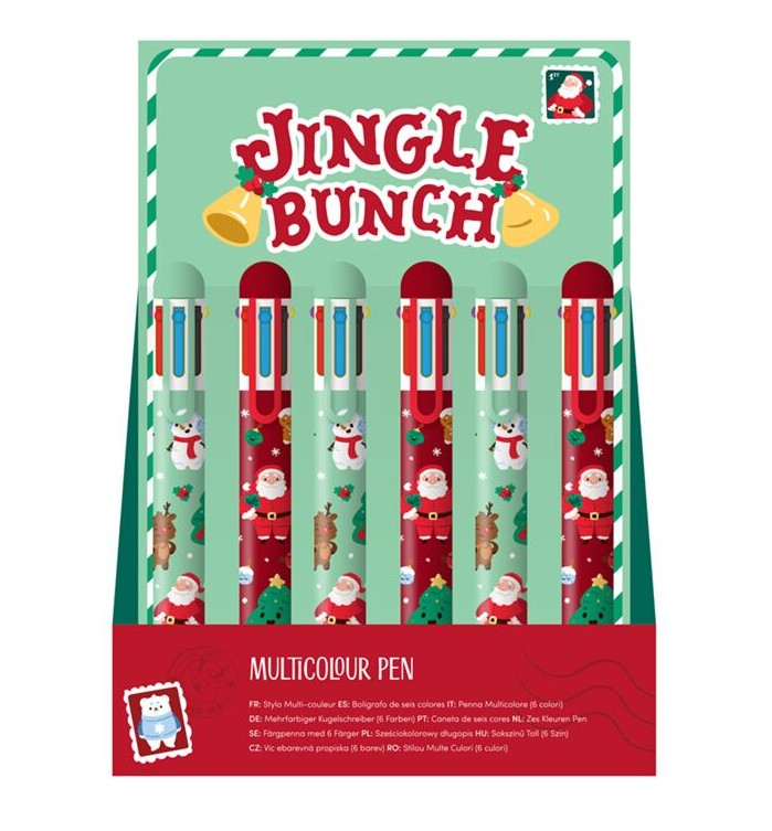 Jingle Bunch Christmas Multi Colour Pen (6 Colours) - Click Image to Close