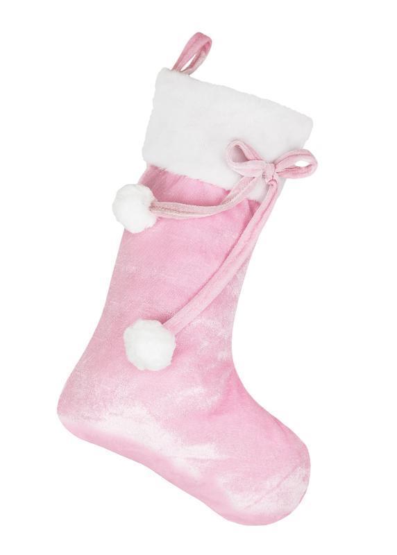 Baby Pink Pom Pom Stocking 40 X25cm - Click Image to Close