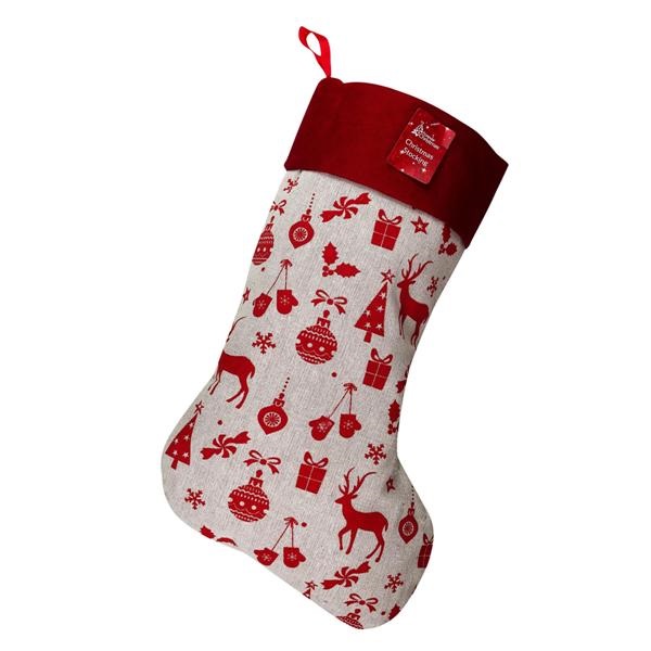 Printed Calico Christmas Stocking - Click Image to Close