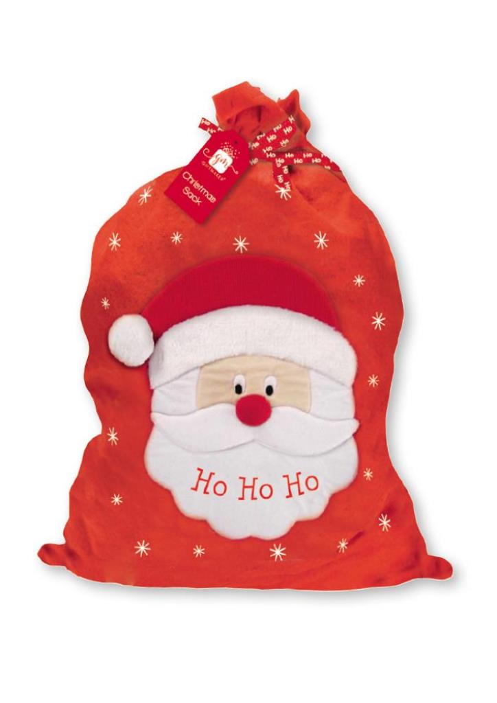 Deluxe Ho Ho Ho Santa Sack 3D Nose 50cm x 73cm - Click Image to Close