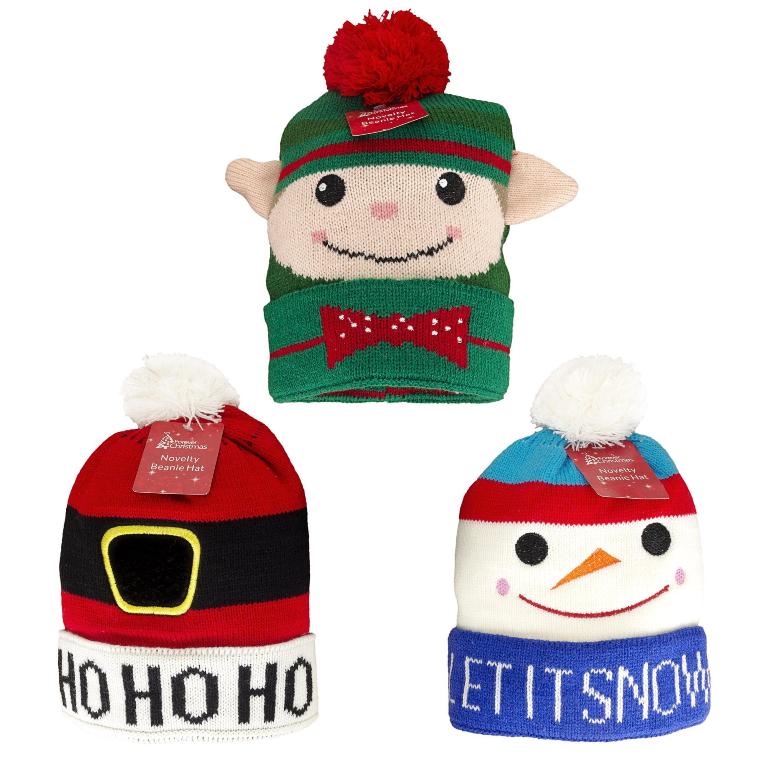 Children Size Assorted Christmas Beanie Hat - Click Image to Close