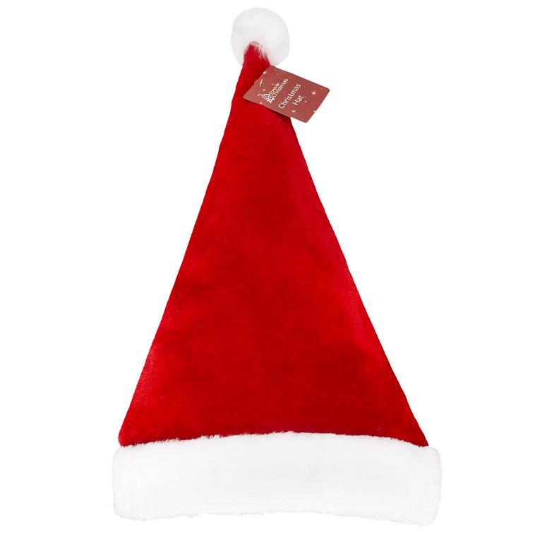 Velvet Santa Hat With Fur Trim And Pom Pom - Click Image to Close