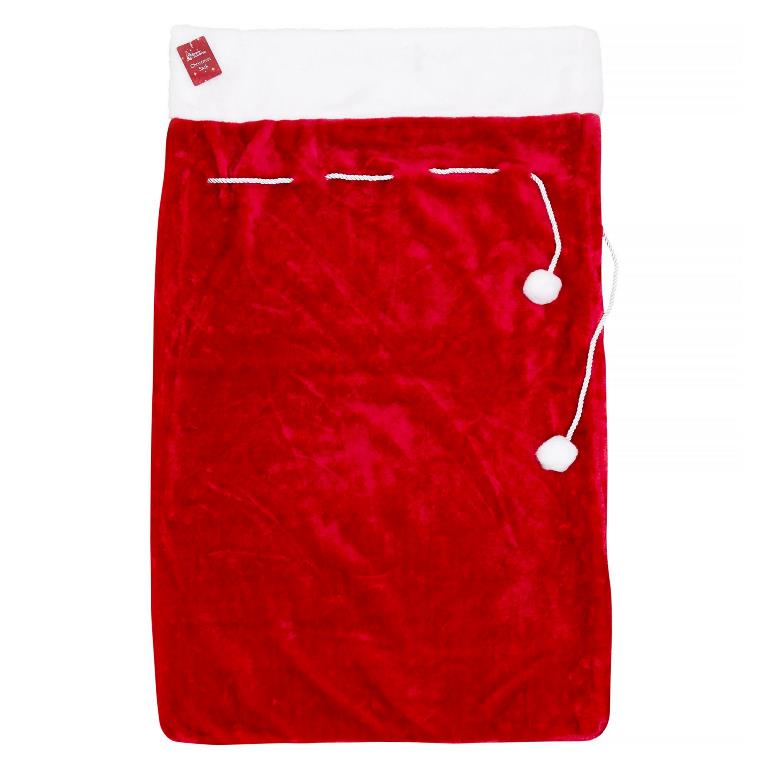 Deluxe Extra Large Plush Santa Sack With Pom Pom 62cm X 97cm - Click Image to Close