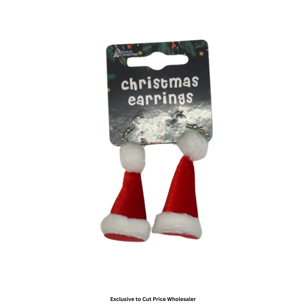 Santa Hat Earrings 6 x 2.5cm - Click Image to Close