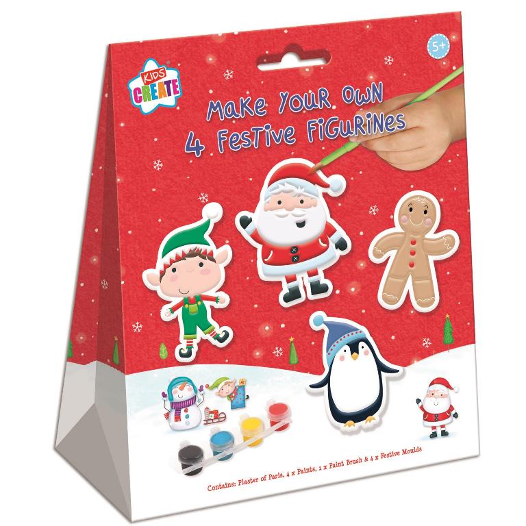 Christmas Activity Festive Figurines 4 Pack - Click Image to Close