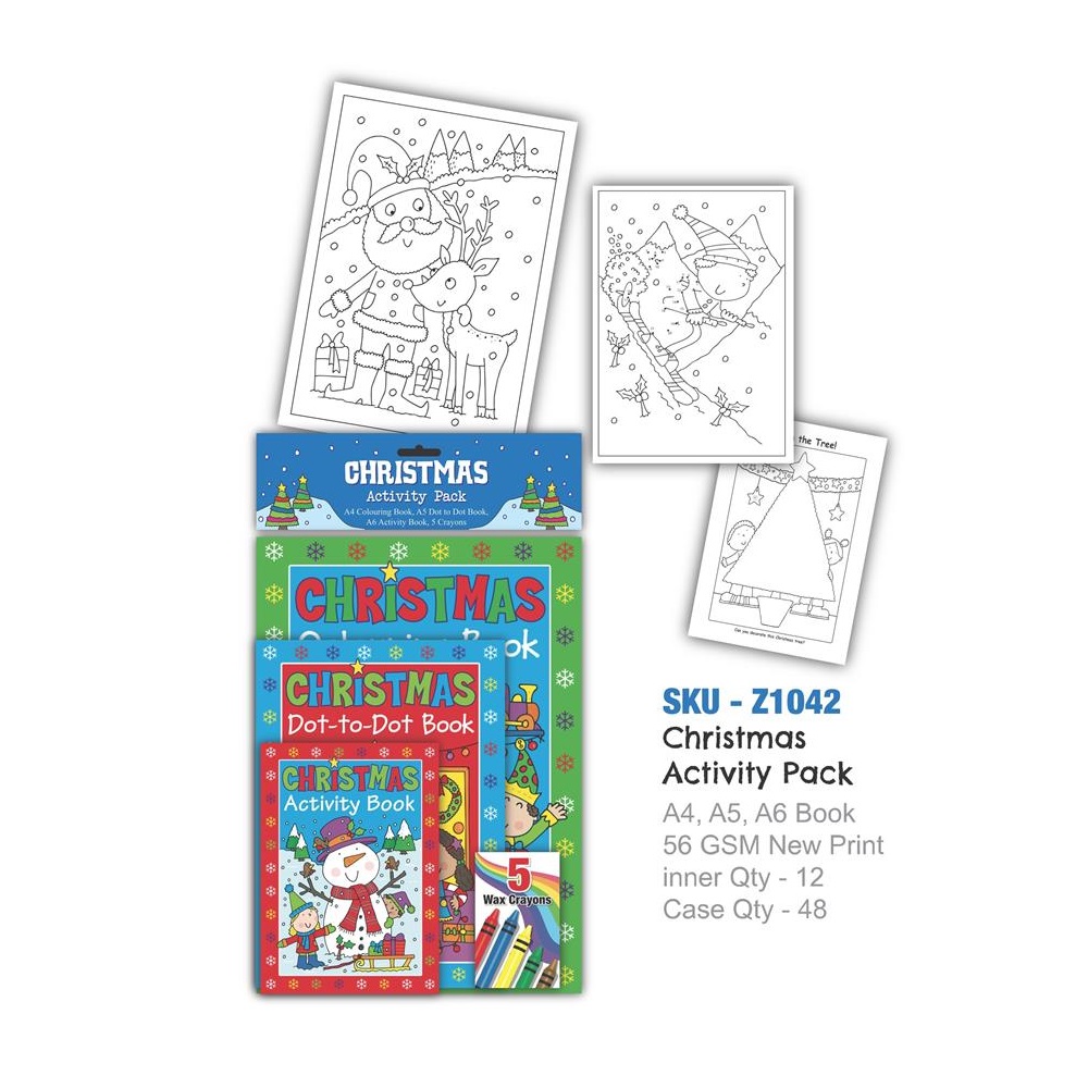 Christmas Santa Activity Pack (A4,A5,A6 Books With Crayons) - Click Image to Close