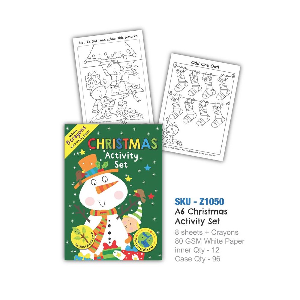 Christmas Santa A6 Mini Activity Pack With Crayons - Click Image to Close