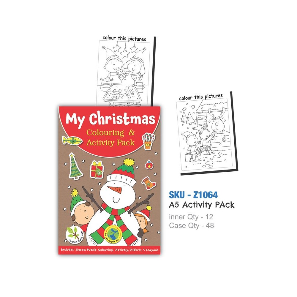 Christmas A5 Themed Pack With Crayons - Click Image to Close
