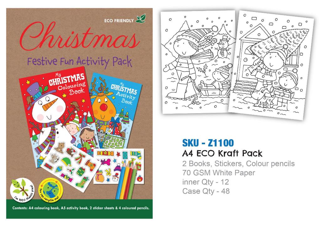 Christmas A4 Eco kraft Festive Fun Activity Pack - Click Image to Close